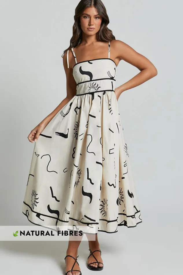 Zane Midi Dress 8211 Sleeveless Tie Straps A Line Dress In Black And White Print Women Showpo Conscious Zane Midi Dress 8211 Sleeveless Tie Straps A Line Dress In Black And White Print Women Showpo Conscious
