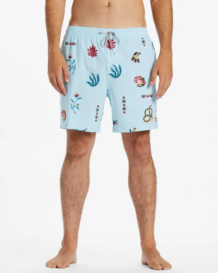 Zeledon Sundays Layback Swim Shorts Light Blue Men Billabong Side Pockets
