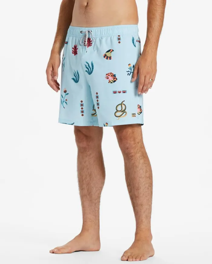 Zeledon Sundays Layback Swim Shorts Light Blue Men Billabong Side Pockets