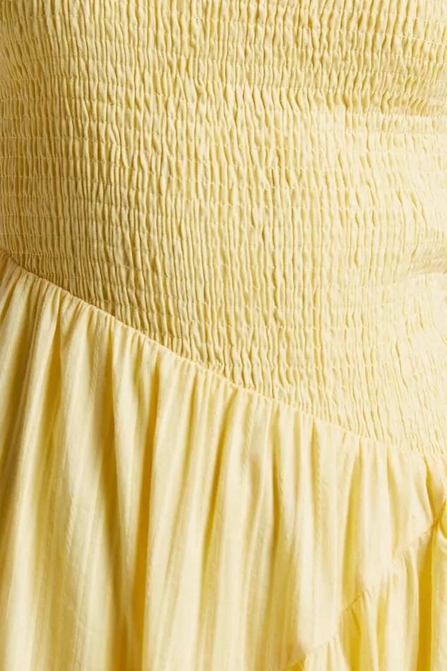 Zhibet Midi Dress 8211 One Shoulder Tie Fit And Flare Dress In Yellow Women Showpo Dresses