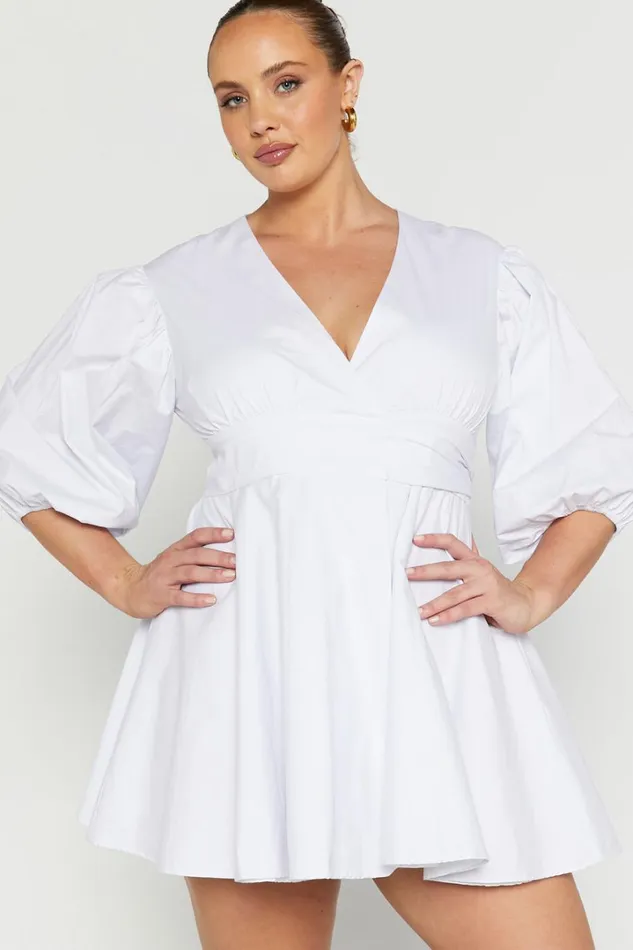 Zyla Mini Dress 8211 Puff Sleeve Wrap Dress In White Women Showpo Dresses