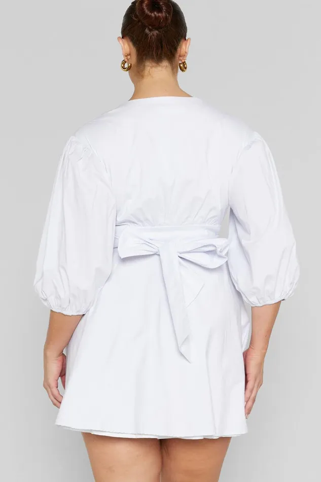 Zyla Mini Dress 8211 Puff Sleeve Wrap Dress In White Women Showpo Dresses